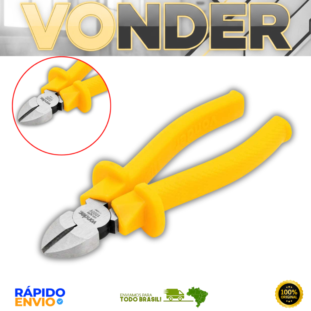 Alicate de Corte Diagonal 6" Vonder Cromo Vanádio Isolado 1000V Profissional Oferta Resistente