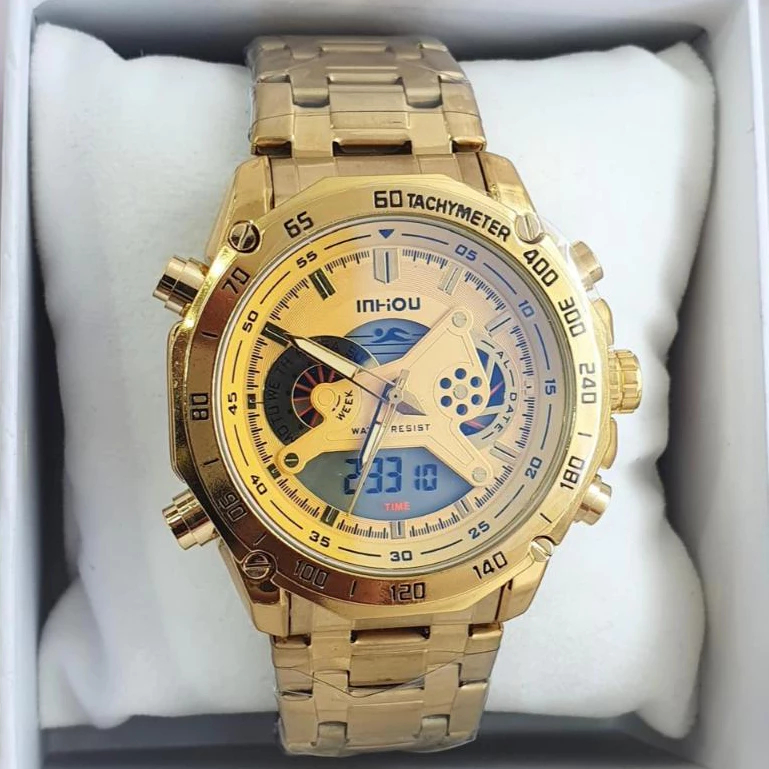 Relógio Masculino joker dragon en aço Inox relogio + Caixa Ana-digi Metal A Prova D'Água lnvicta