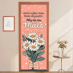 Capa de Porta Decorativa Dia das Mães Retangular Tecido Veste Porta C/Elástico 0,80x2,10m – PTA-52