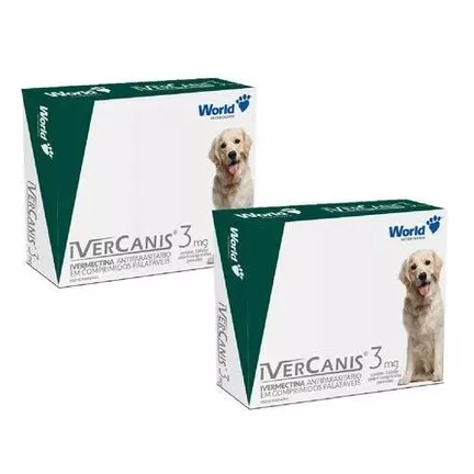Kit 2 IverCanis 3mg para Cães de 15Kg - Blíster 4 Comprimidos