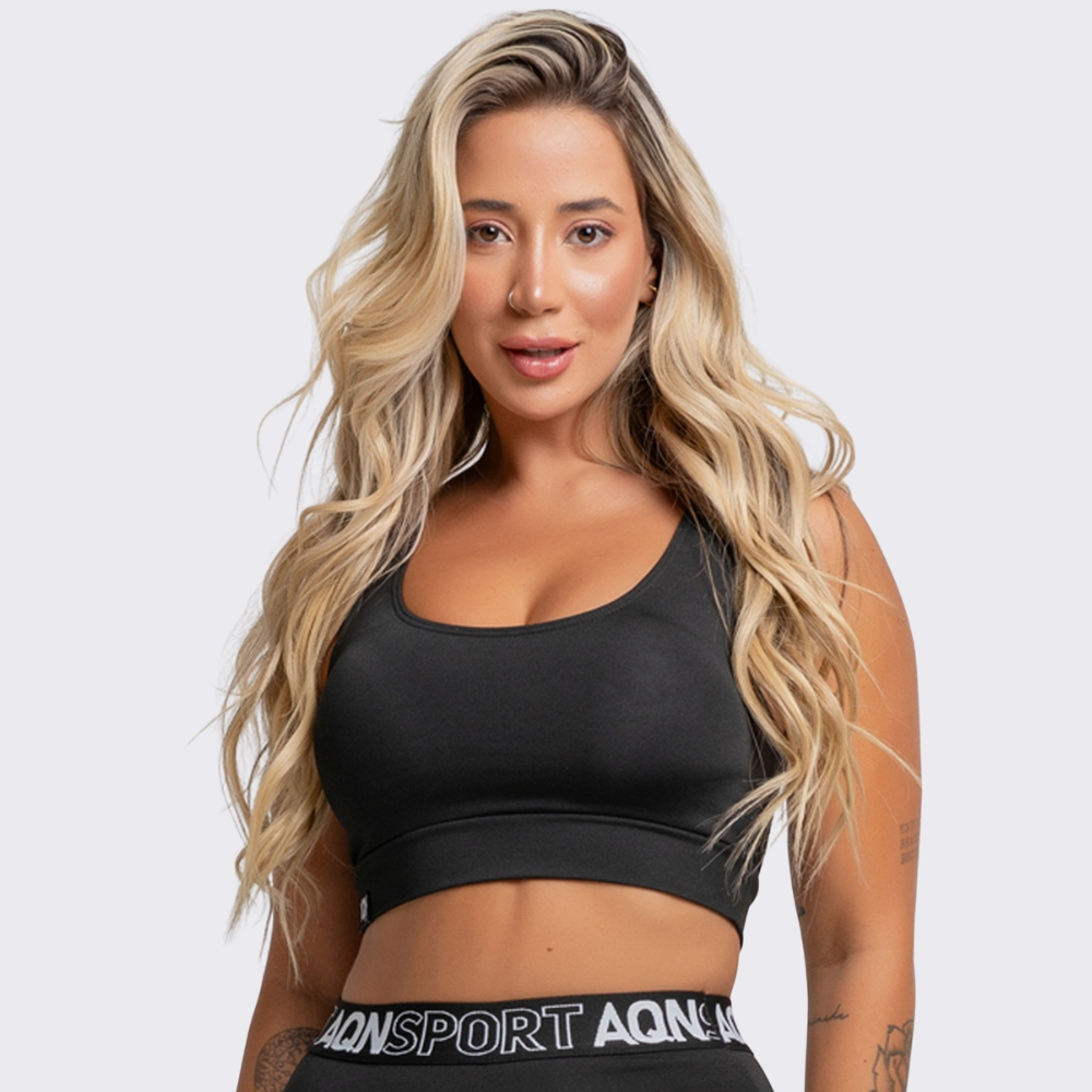 Imagem Promoção Top Grace Preto Fitness Academia Casual Corrida YogaAQN SPORT