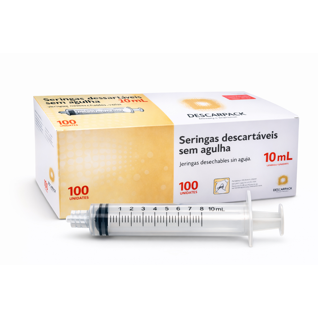 Seringas 10ml Descartável Bico Luer Lock  Descarpack C 100un