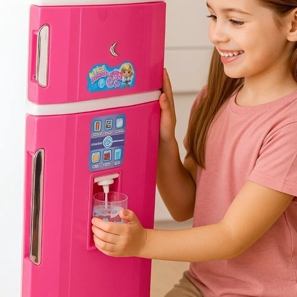 Geladeira Infantil Duplex Rosa Acessórios Brincadeiras Simulação Cozinha Educativo Girl