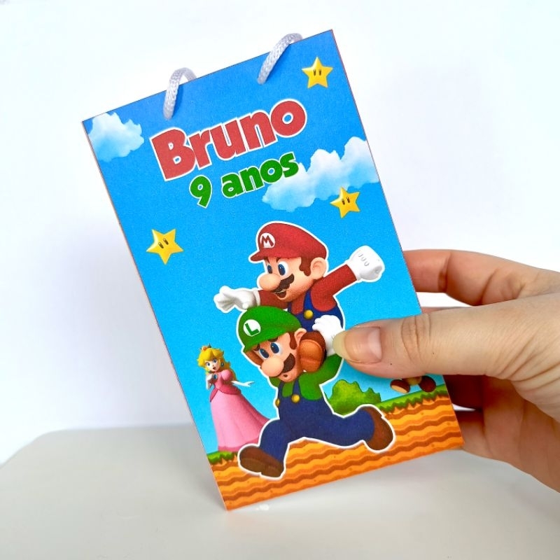10 a 30 Sacolinhas P Personalizada SUPER MARIO (PEGUE E MONTE) Lembrancinhas/Aniversário/Sacolinha Mario/Lembrança Mario