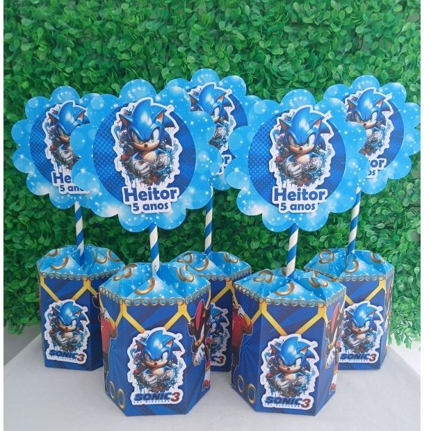Centros de mesa Sonic/pegue e monte /Enfeite de mesa personalizado sonic para lembrancinha de aniversario