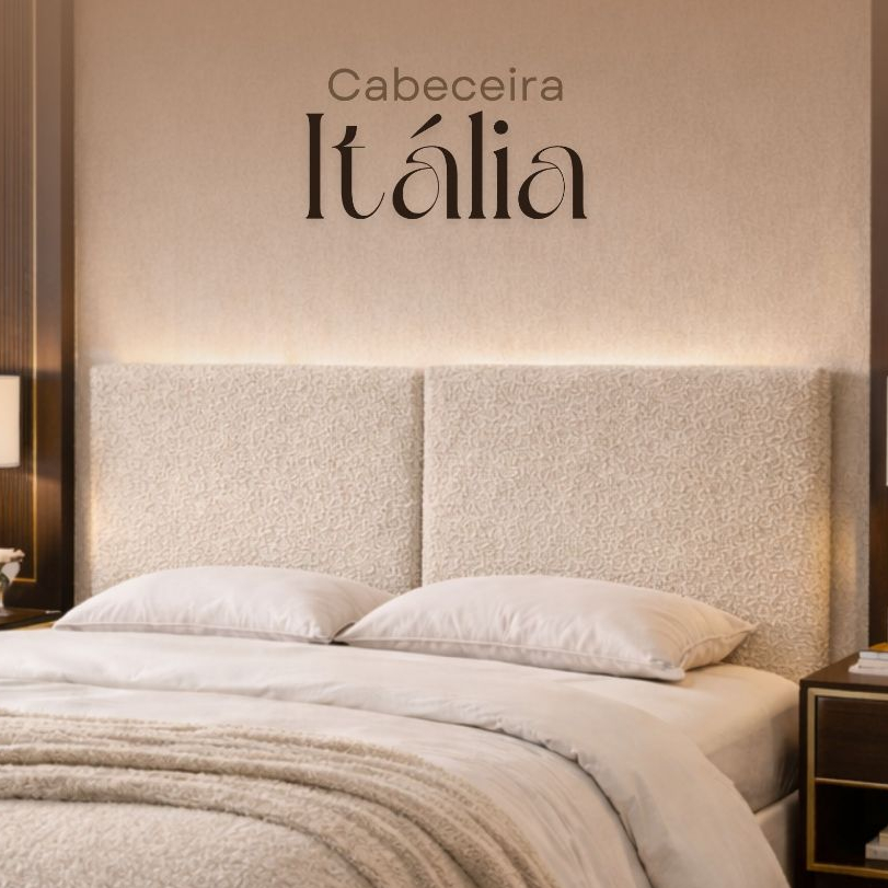 Cabeceira Itália Orgânica Modular Estofada Luxo Sofisticado Bouclé Corino Linho Quarto Mod...
