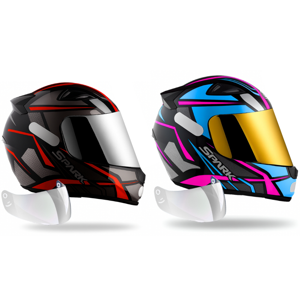 Kit Capacete Ebf Vermelho Tiffany + Viseira Cromada/dourada