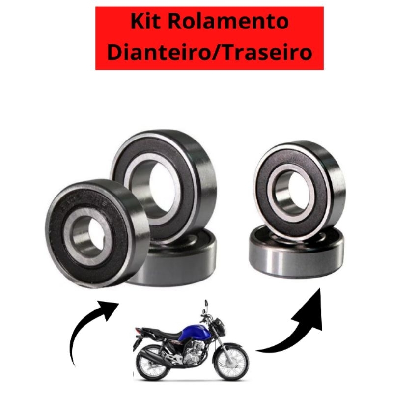 Kit Rolamento Roda Dianteira Traseira Moto Honda Cg 150 160 Titan Fan Start 160 + Rolamento Coroa