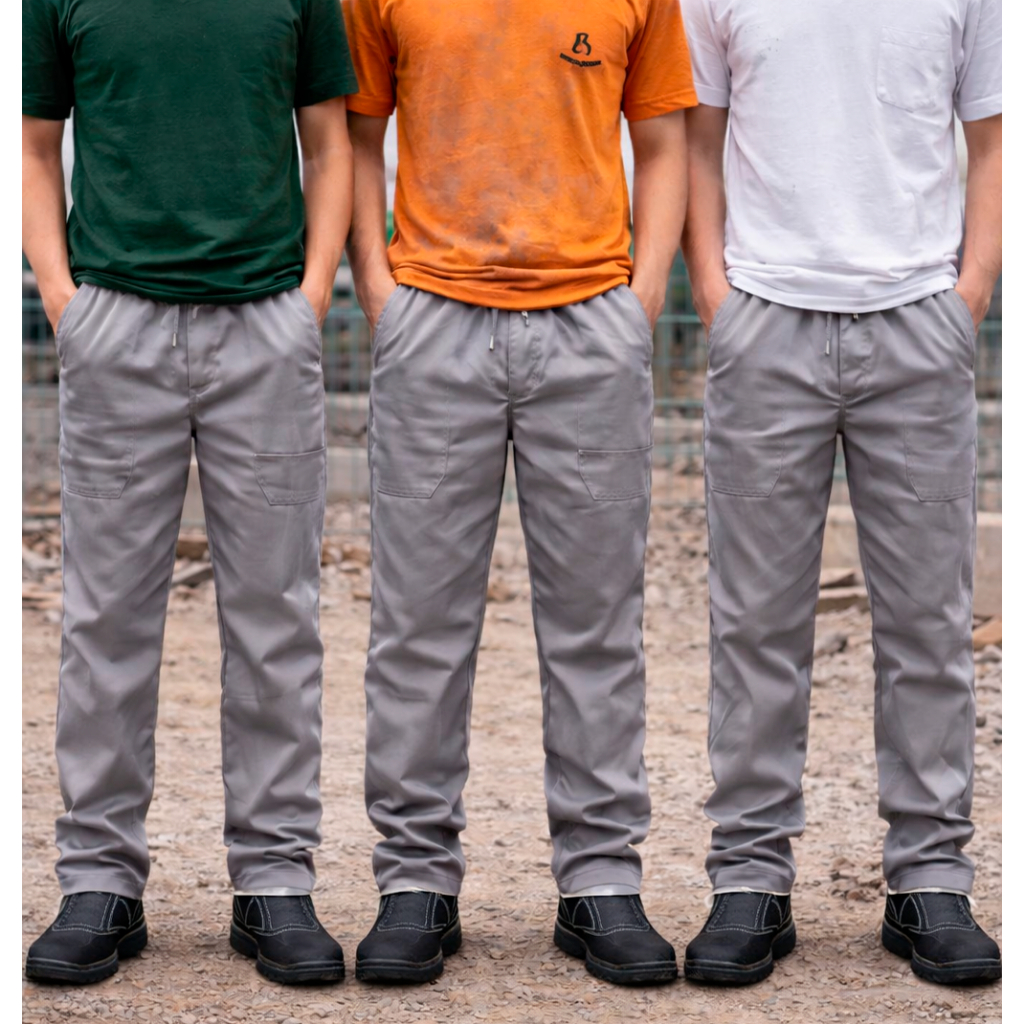 KIT 3 Calças Brim REFORÇADA P/ Trabalho Pesado Uniforme Profissional C/ ELÁSTICO E REFORÇO em Oferta na Shopee