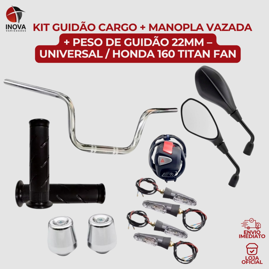 Kit Guidão CB Twister Retrovisor Manopla Peso Pisca Completo