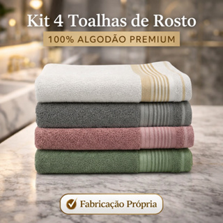 Kit 4 Toalhas de Rosto Roma Absorção Rápida Banheiro 45x73 em Oferta na Shopee