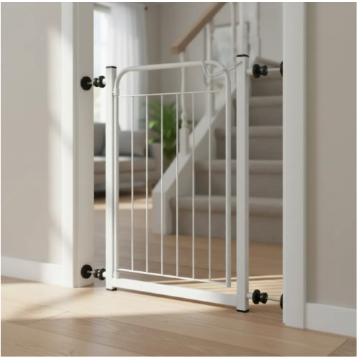 Grade Portão Porta Proteção Pets Crianças C/ Extensor Cor Branco/Preto aramado