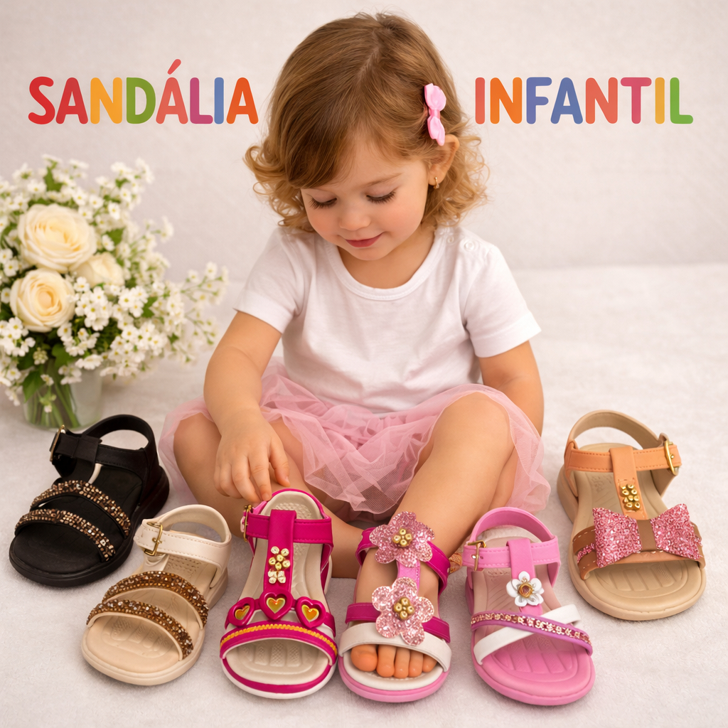 Sandália SBM Bebê Papete Infantil Feminina Confortável Macia