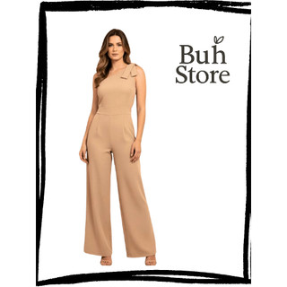 Macacão Feminino Ombro Único com Laço Pantalona Elegante | Social Feminino para Festa e Eventos
