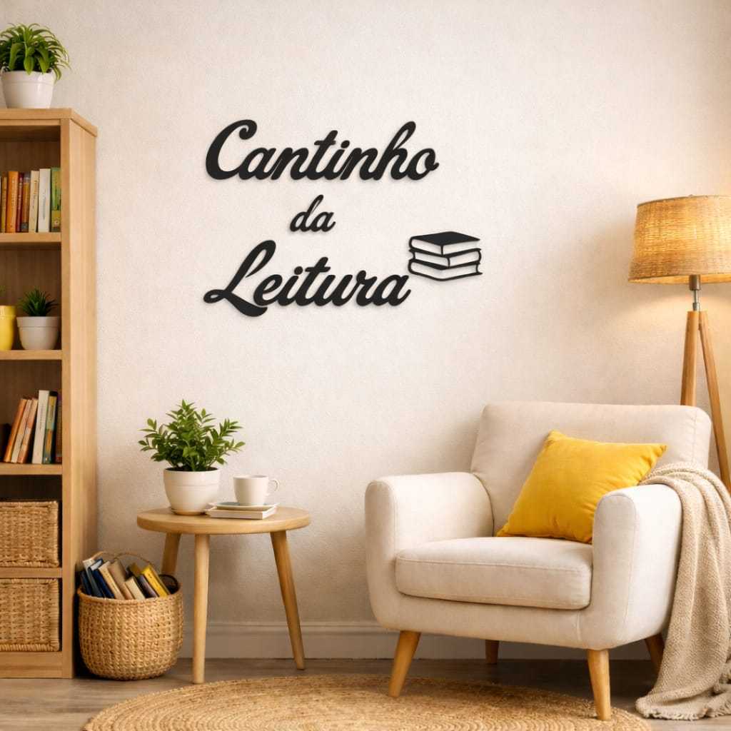 Kit Cantinho Da Leitura Livro Aplique Decorativo Escola Sala de aula Biblioteca Quarto Infantil Decoração 4 peças em MDF