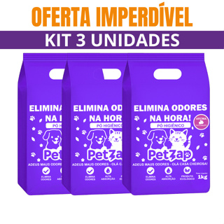 KIT 3 Unidades Eliminador de Odores Pó Higiênico Pet Zap Vários Aromas em Oferta na Shopee