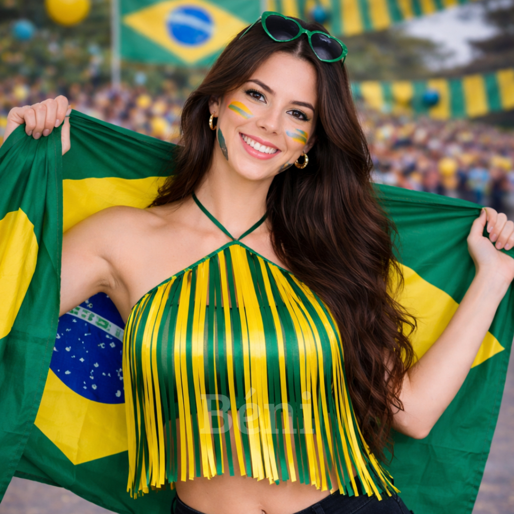 Top de fita de cetim, acessório para Copa do mundo - Top fita copa do Mundo Brasil