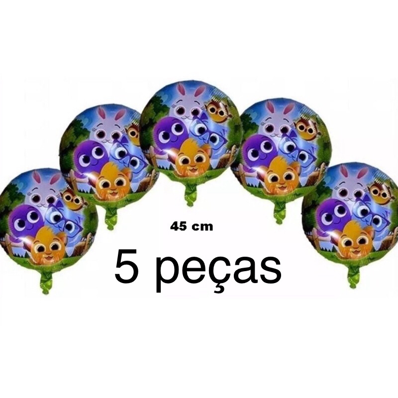 Kit 5 Balões bolo FOF Redondo Metalizado 18 polegadas