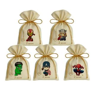 Kit 10 Saquinho Personalizados Festa Lembrancinhas Heróis Vingadores