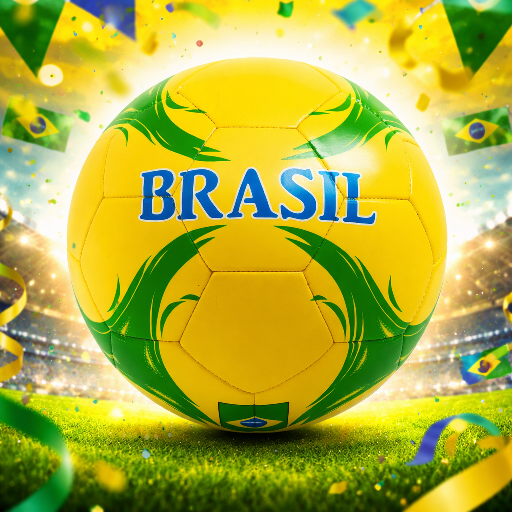 Bola Futebol Couro Sintético Brasil N5 Oficial Campo Treino Jogo Resistente e Durável