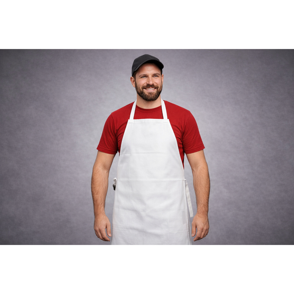 Avental PVC Branco Impermeável Profissional Forrado Cozinha Açougue Peixaria Açougueiro Churrasqueiro Padaria Reforçado