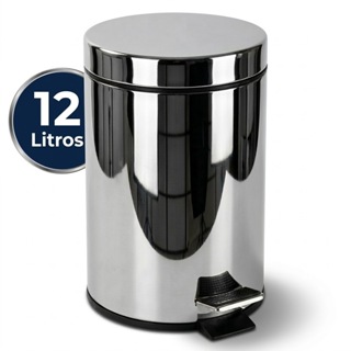 Lixeira Inox 12 Litros c/ Pedal e Cesto Removível Lixo Banheiro Cozinha Casa Escritório em Oferta na Shopee