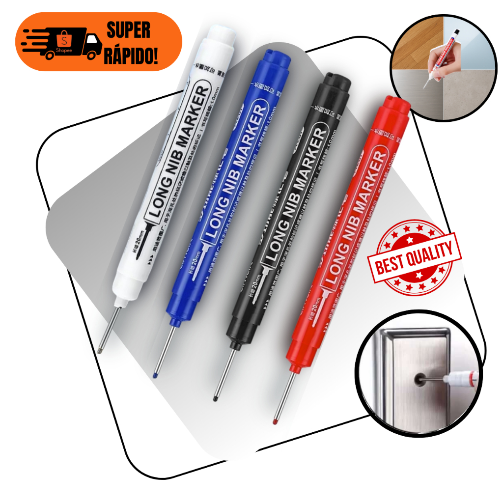 Caneta Permanente Ponta Longa Marcadora de Furação Parede Marcador Pedreiro /Marceneiro! em Oferta na Shopee