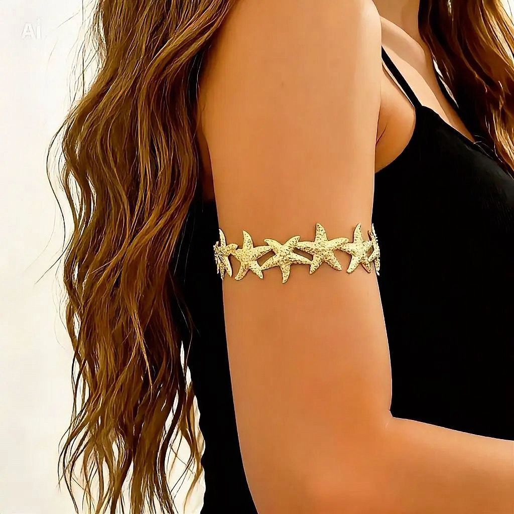Pulseira Bracelete de Braço Feminino Ajustável Modelo Estrelas - Arm Cuff Minimalista
