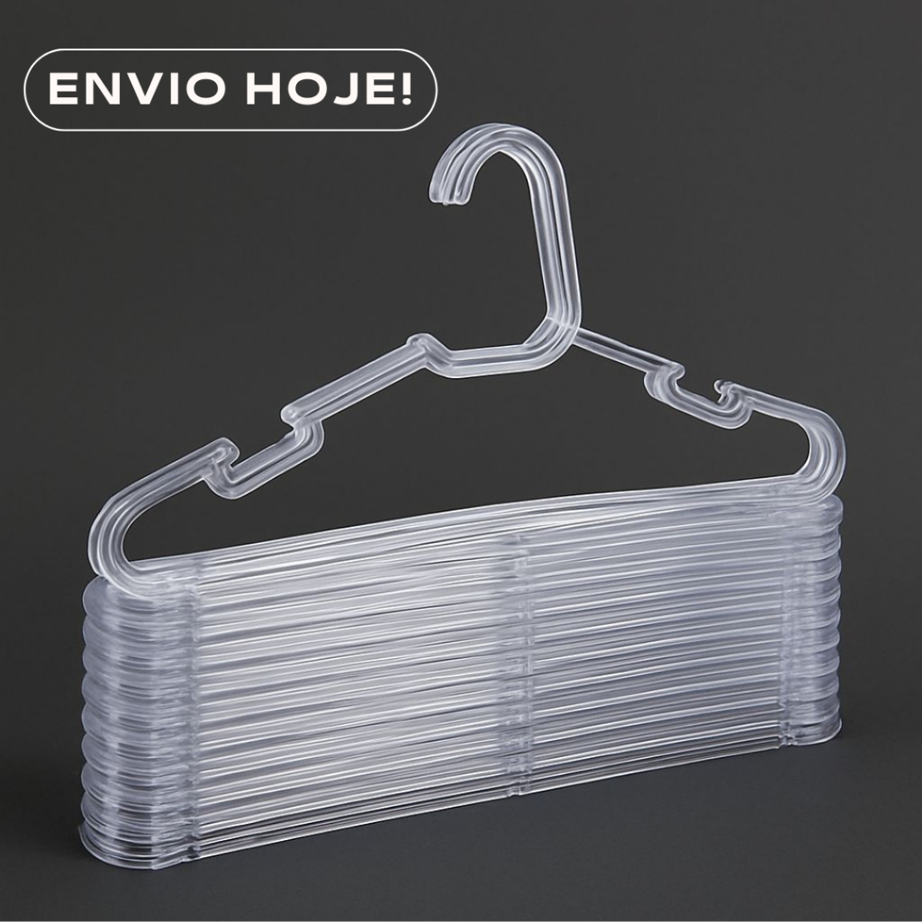 Cabide Acrílico Adulto Kit Cabides Transparente Reforçado Organizar Roupas