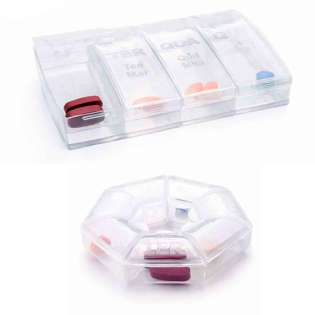 Organizador de Medicamentos Porta Comprimido Semanal Portátil