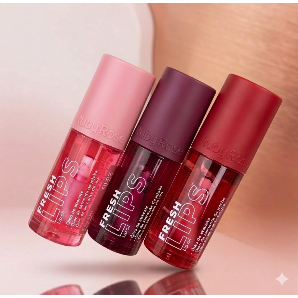 Fresh Lips Ruby Rose LANÇAMENTO-Lip Oil- Linha Rosa Com Cheirinho em Oferta na Shopee