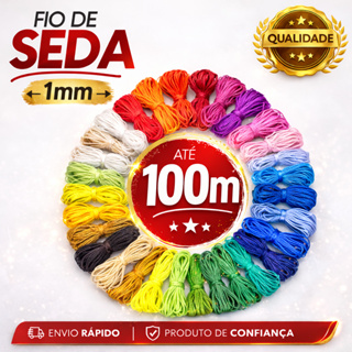 Fio de Seda Cetim Rabo de Rato 1mm até 100m | Cordão Acetinado | Tranças, Laços e Artesanato DIY em Oferta na Shopee