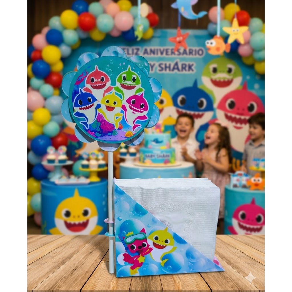 Centro de Mesa Porta-Guardanapo Personalizado BabyShark