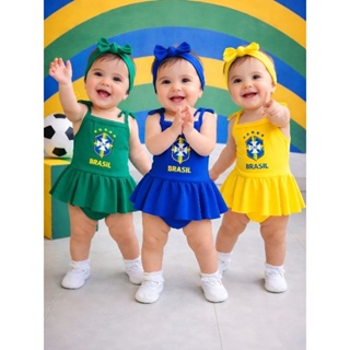 Bory Bebê Brasil com Faixa de Cabelo Roupa Infantil Menina Tema Brasil Conjunto Bebê Fofo em Oferta na Shopee