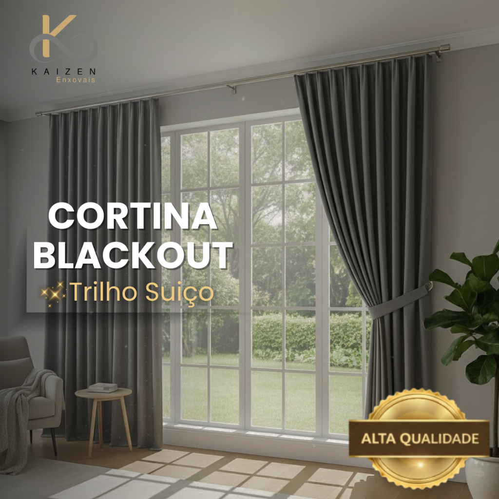 Cortina Blackout Grande 3 Metros Modelo para Trilho Suíço Para Quarto Sala Escritório Corta Luz em Oferta na Shopee
