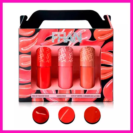 Kit 3 Gloss Labial Fran - Trio Glosslicious da Franciny Ehlke-LD