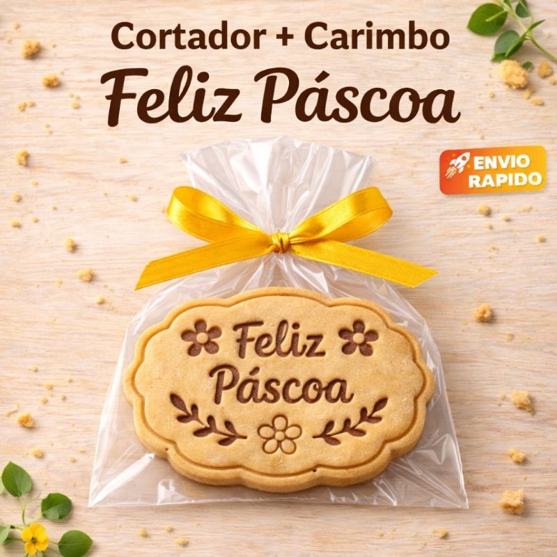 Cortador de Biscoito Páscoa|Feliz Páscoa,Molde 3d, Pasta Americana, Biscuit,Confeitaria, Presente Páscoa.