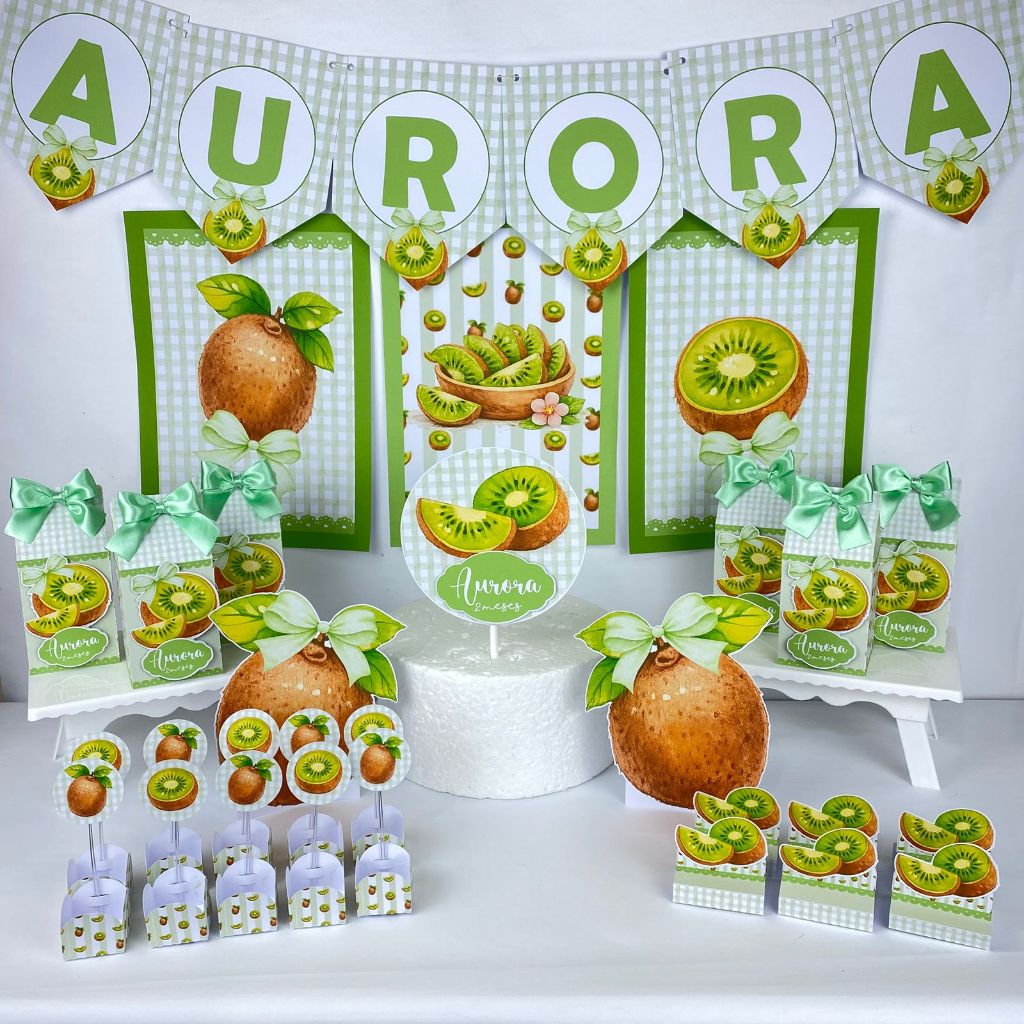 Kit só um bolinho Kiwi, frutinha -lembrancinhas caixinhas personalizadas, para decoração aniversário