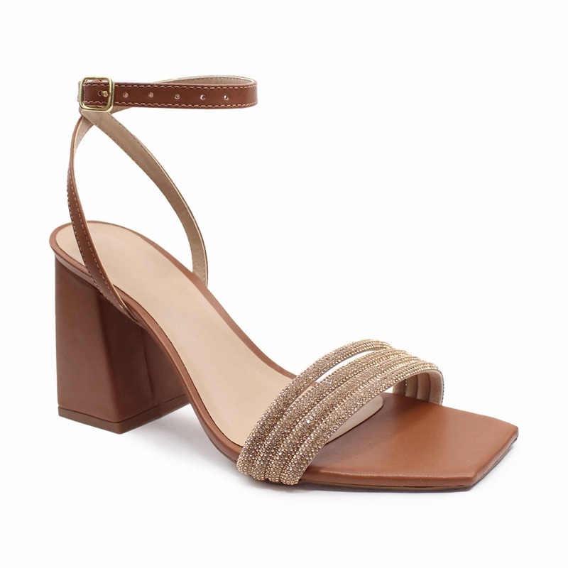 Sandália Feminina Social Salto Grosso 9cm Confortável Elegante para Escritório Trabalho