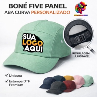 Boné Five Panel Aba Curva Skatista Unissex - Personalizado em Oferta na Shopee