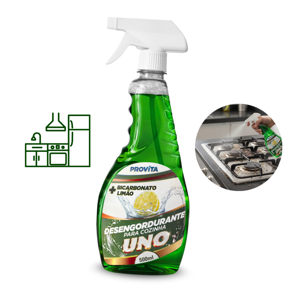 Desengordurante Uno Provita 500ml - Limpeza Cozinha Multiuso Espuma Premium Limpa Remove Gordura Forno Fogão Coifa — imagem 2 de 2