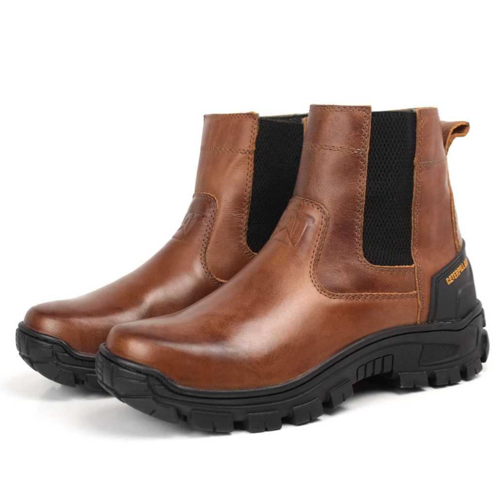 Bota Botina Masculina Caterpillar Couro Legítimo Palmilha Anti Impacto Gel Bico Reforçado — imagem 2 de 2