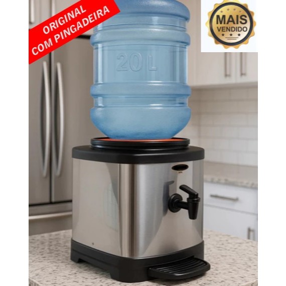 SUPORTE PARA GALÃO 10 OU 20L - INOX COM CUBA DE BARRO em Oferta na Shopee