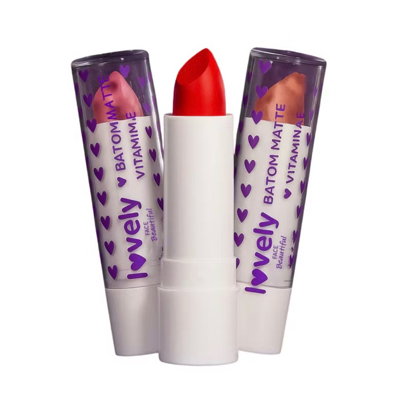 Batom Matte em Bala Lovely com Vitamina E by Face Beautiful 3,5g