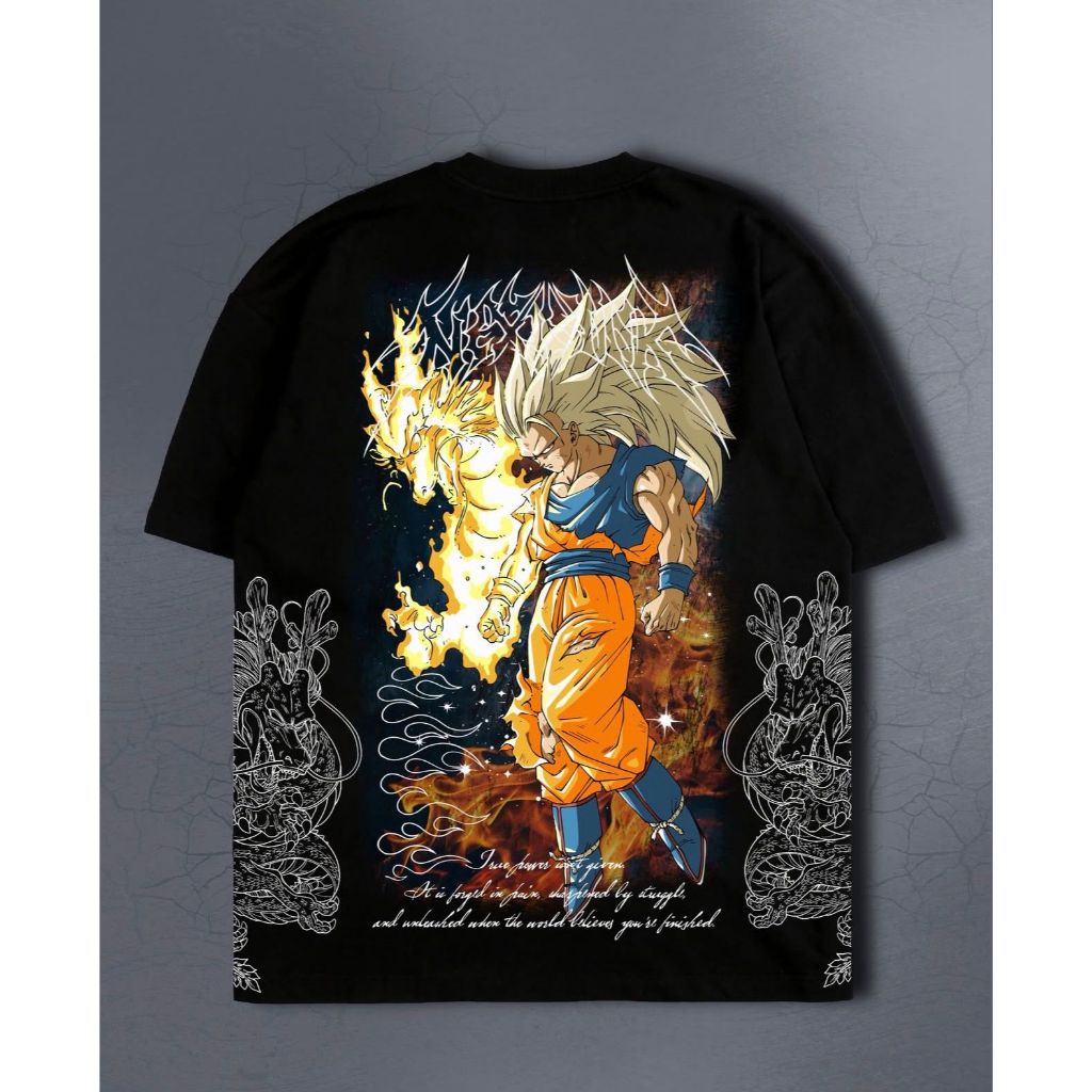 Camiseta Oversized Goku Super Saiy  Dragão B.3 Aftersoul Unissex Plus Size P ao G5 100% Algodão