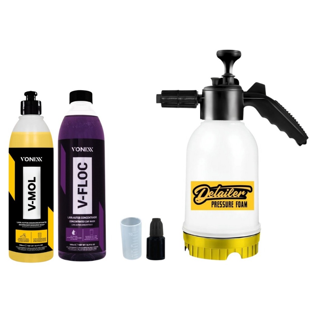 Kit Shampoo VFloc VMol Pulverizador Snow Foam Canhão Espuma