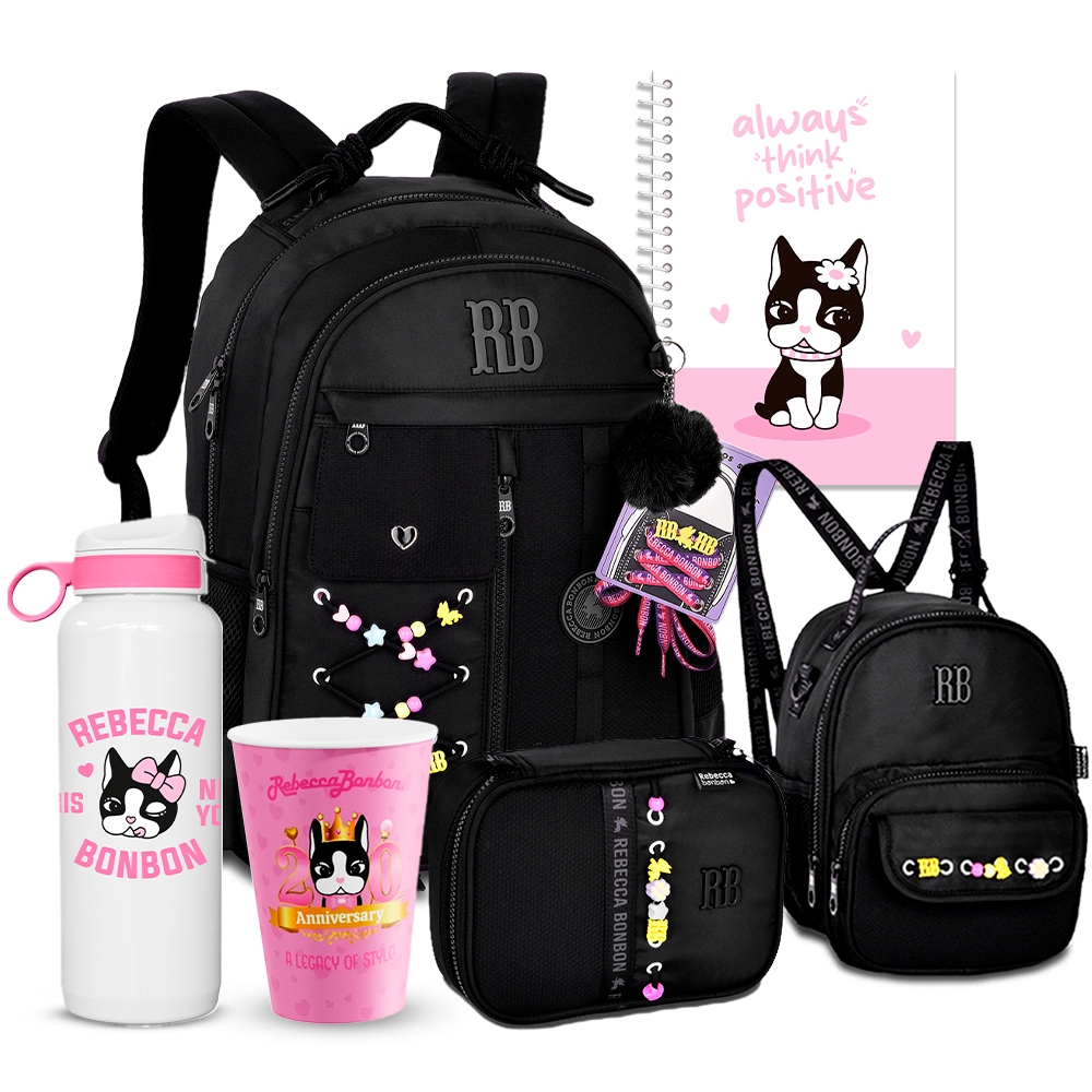 Kit Mochila Rebecca Bonbon Juvenil Lancheira Metalizada + Estojo Grande Original em Oferta na Shopee