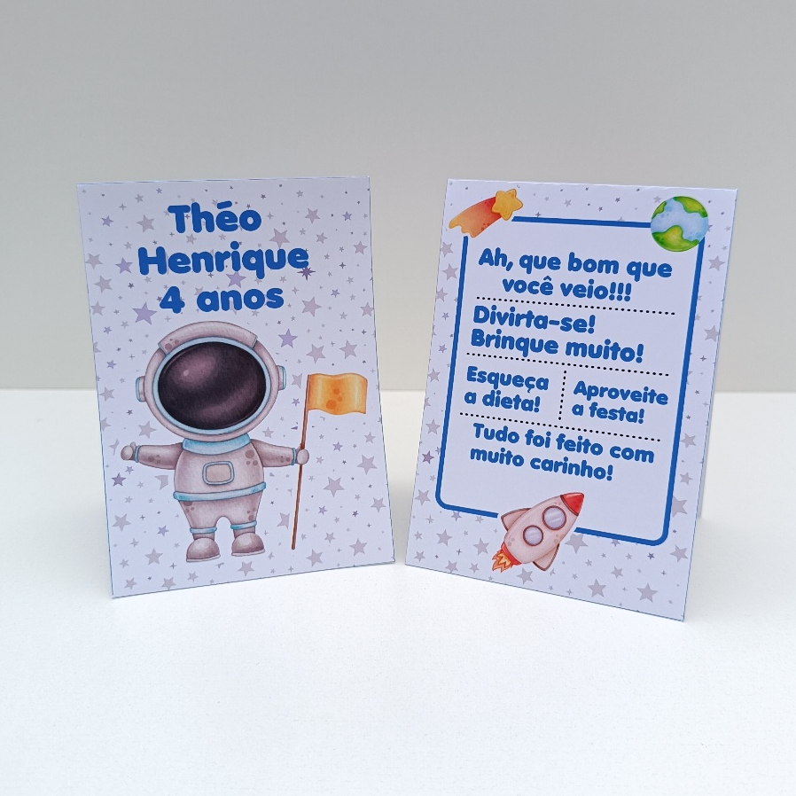Plaquinha de Agradecimento Astronauta Menino l Personalizados l Lembrancinha de Festa l Aniversário
