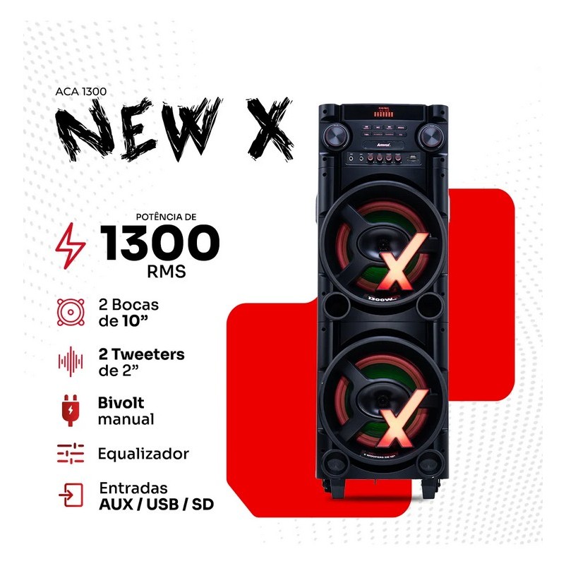 Caixa Amplificada Amvox Aca 1300 New X 1300w Bluetooth Preto 127/220v em Oferta na Shopee