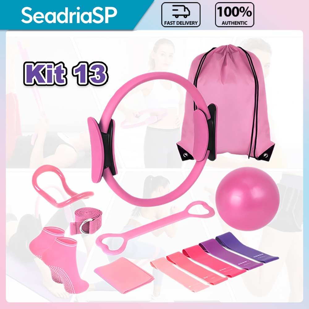 Kit 13 Peças Pilates Treino Em Casa Bandas Acessórios Portátil De Equipamento Para Perda De Peso Modelagem Corporal Yoga
